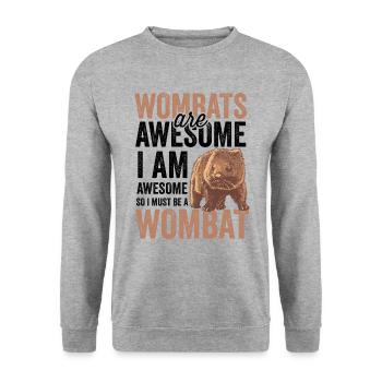 Wombats sind fantastisch Beuteltier Wombat - Unisex Pullover - Weißgrau meliert - Vorne - Alina (178cm) & Michal (187cm)