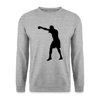 Boxen - Unisex Pullover - Weißgrau meliert - Vorne - Alina (178cm) & Michal (187cm)