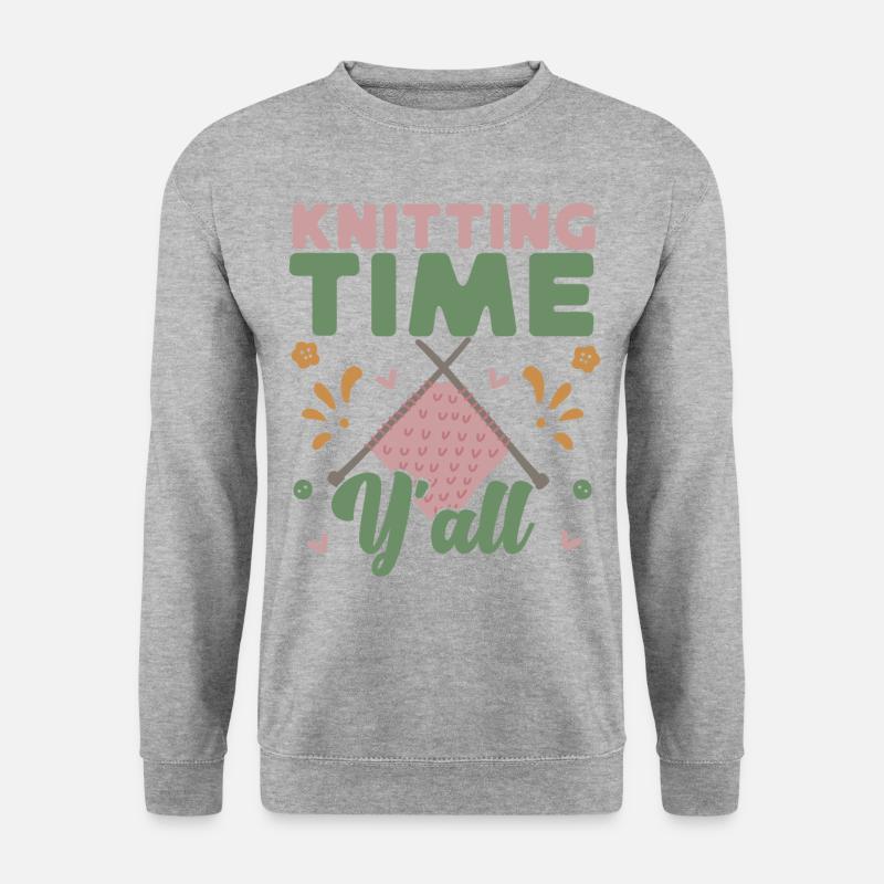 Knitting Knitter Knitting Time - Unisex Pullover - Weißgrau meliert