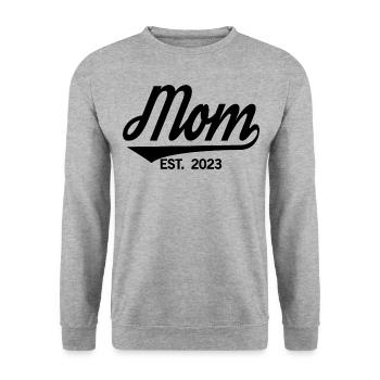 2023, Maman en devenir, annonce de grossesse - Sweat-shirt Unisexe - gris chiné - Devant - Alina (178cm) & Michal (187cm)