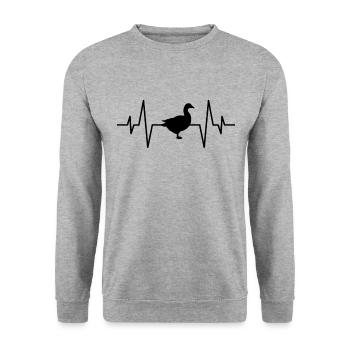 Duck heartbeat - Unisex Sweatshirt - salt & pepper - Front - Alina (178cm) & Michal (187cm)