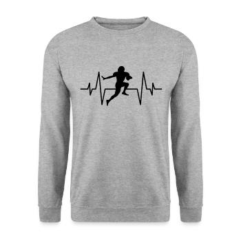 Battement de cœur de football américain - Sweat-shirt Unisexe - gris chiné - Devant - Alina (178cm) & Michal (187cm)