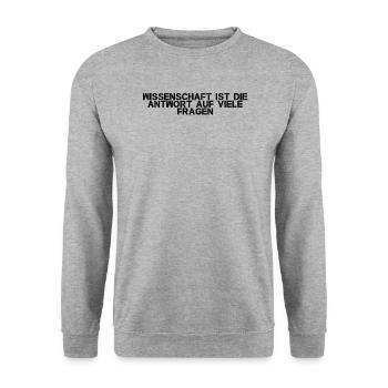 Wissenschaft - Wissenschaft ist die Antwort auf - Unisex Pullover - Weißgrau meliert - Vorne - Alina (178cm) & Michal (187cm)