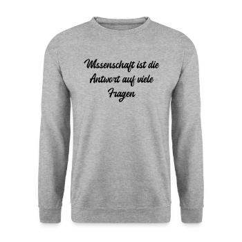 Wissenschaft - Wissenschaft ist die Antwort auf - Unisex Pullover - Weißgrau meliert - Vorne - Alina (178cm) & Michal (187cm)