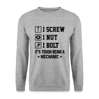 I Screw I Nut I Bolt It's Tough Being A Mechanic C - Unisex Sweatshirt - salt & pepper - Front - Alina (178cm) & Michal (187cm)