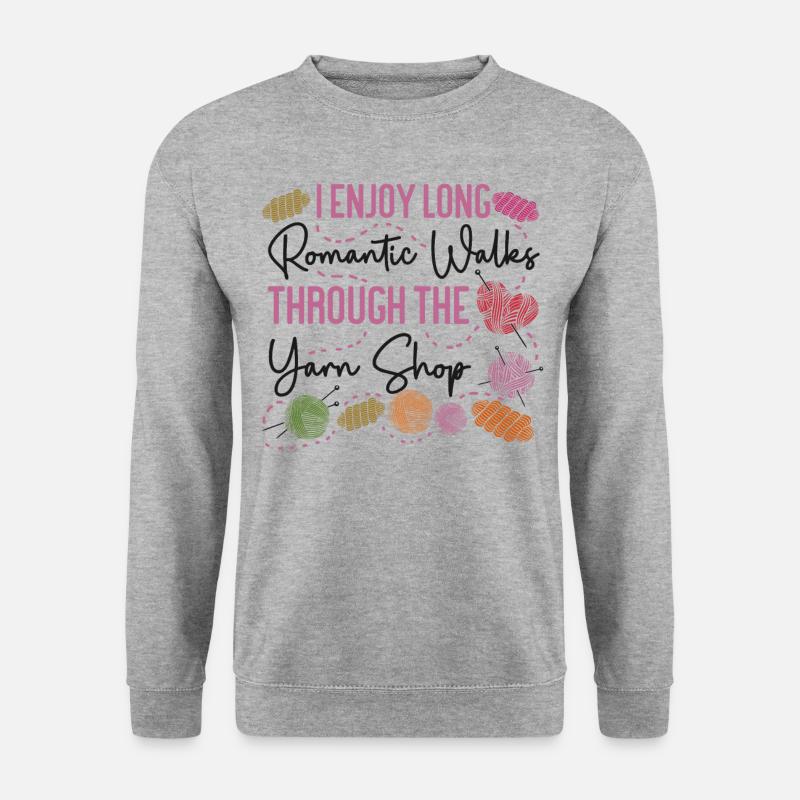 Knitting Knitter I Enjoy Long - Unisex Pullover - Weißgrau meliert