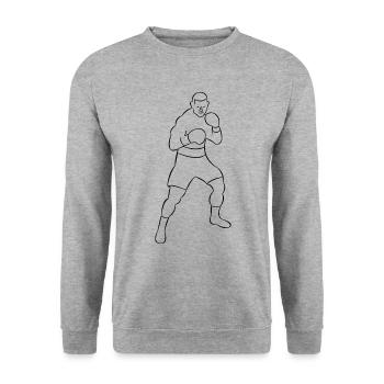 Boxer gezeichnet - Unisex Pullover - Weißgrau meliert - Vorne - Alina (178cm) & Michal (187cm)