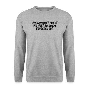 Wissenschaft - Wissenschaft macht die Welt zu - Unisex Pullover - Weißgrau meliert - Vorne - Alina (178cm) & Michal (187cm)