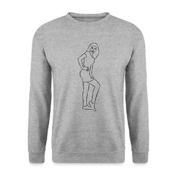 pretty woman drawn - Unisex Sweatshirt - salt & pepper - Front - Alina (178cm) & Michal (187cm)