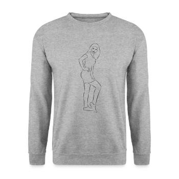 pretty woman drawn - Unisex Sweatshirt - salt & pepper - Front - Alina (178cm) & Michal (187cm)