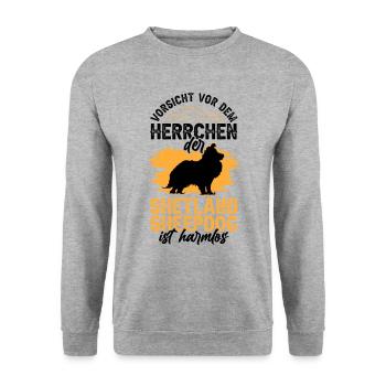 Shetland Sheepdog Herrchen britischer Sheepdog - Unisex Pullover - Weißgrau meliert - Vorne - Alina (178cm) & Michal (187cm)