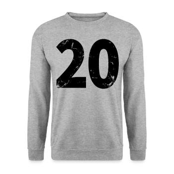 Cool Number 20 - 20 ans 20th Birthday Gift - Sweat-shirt Unisexe - gris chiné - Devant - Alina (178cm) & Michal (187cm)