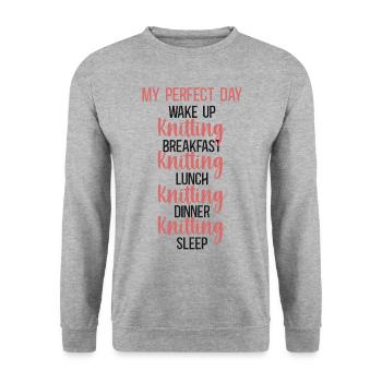 Knitting Knitter My Perfect Day - Unisex Pullover - Weißgrau meliert - Vorne - Alina (178cm) & Michal (187cm)