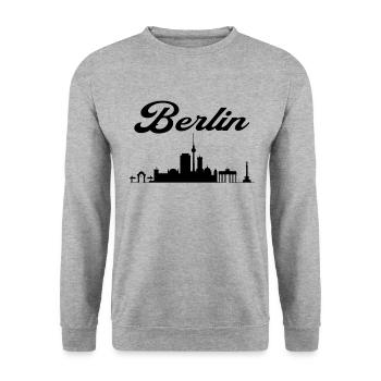 Berlin Stadt Skyline - Unisex Pullover - Weißgrau meliert - Vorne - Alina (178cm) & Michal (187cm)