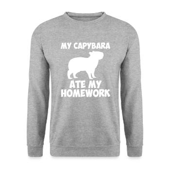 Capybara ate my homework, capybara - Unisex Sweatshirt - salt & pepper - Front - Alina (178cm) & Michal (187cm)