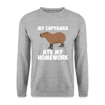 Capybara ate my homework, capybara - Unisex Sweatshirt - salt & pepper - Front - Alina (178cm) & Michal (187cm)