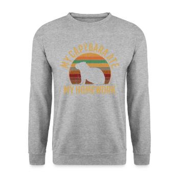 Capybara ate my homework, capybara - Unisex Sweatshirt - salt & pepper - Front - Alina (178cm) & Michal (187cm)