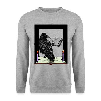 Raven Book Books Scholarly Learning Studying University - Unisex Sweatshirt - salt & pepper - Front - Alina (178cm) & Michal (187cm)