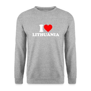i love lithuania, lietuva lithuania - Unisex Pullover - Weißgrau meliert - Vorne - Alina (178cm) & Michal (187cm)