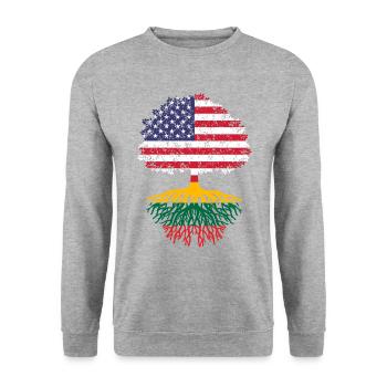 lithuania american flag, tree lithuania - Unisex Sweatshirt - salt & pepper - Front - Alina (178cm) & Michal (187cm)