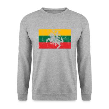 lithuania coat, lietuva lithuania - Unisex Sweatshirt - salt & pepper - Front - Alina (178cm) & Michal (187cm)