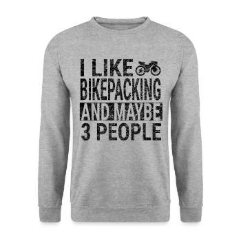 Bikepacking Bikepacker Bike Tour Ide - Unisex Sweatshirt - salt & pepper - Front - Alina (178cm) & Michal (187cm)