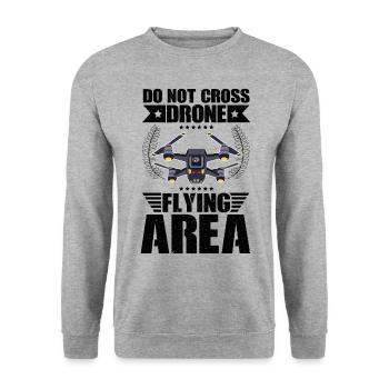 Do Not Cross Drone Flying Area Drone Pilot Quadcop - Unisex Sweatshirt - salt & pepper - Front - Alina (178cm) & Michal (187cm)