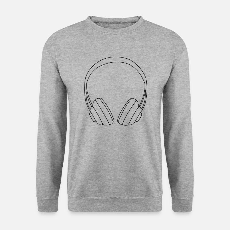Kopfhörer gezeichnet - Unisex Pullover - Weißgrau meliert