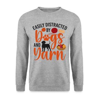 Knitting Knitter Dog Easily - Unisex Pullover - Weißgrau meliert - Vorne - Alina (178cm) & Michal (187cm)