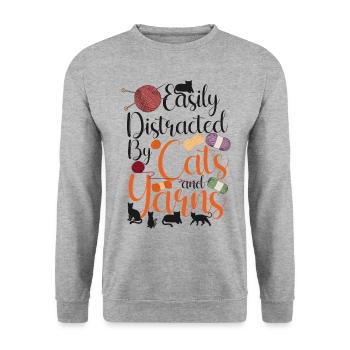 Knitting Knitter Cat Easily - Unisex Sweatshirt - salt & pepper - Front - Alina (178cm) & Michal (187cm)