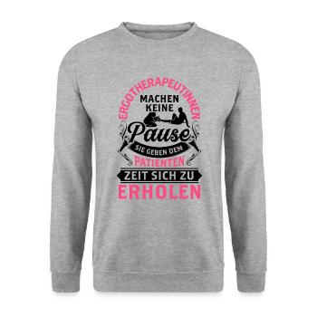 Ergotherapeutin macht keine Pause Ergotherapie - Unisex Pullover - Weißgrau meliert - Vorne - Alina (178cm) & Michal (187cm)