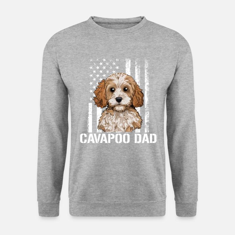 cavapoo dog, cavapoo - Unisex Pullover - Weißgrau meliert