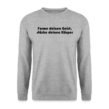 Pilates - Forme deinen Geist, stärke deinen - Unisex Pullover - Weißgrau meliert - Vorne - Alina (178cm) & Michal (187cm)
