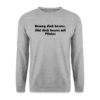 Pilates - Beweg dich besser, fühl dich besser mit - Unisex Pullover - Weißgrau meliert - Vorne - Alina (178cm) & Michal (187cm)