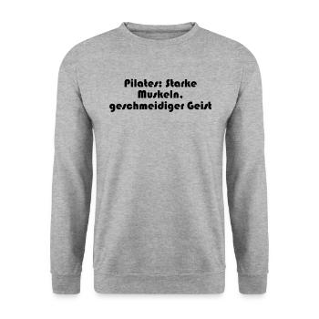 Pilates - Pilates: Starke Muskeln, geschmeidiger - Unisex Pullover - Weißgrau meliert - Vorne - Alina (178cm) & Michal (187cm)