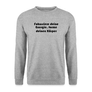 Pilates - Fokussiere deine Energie, forme deinen - Unisex Pullover - Weißgrau meliert - Vorne - Alina (178cm) & Michal (187cm)