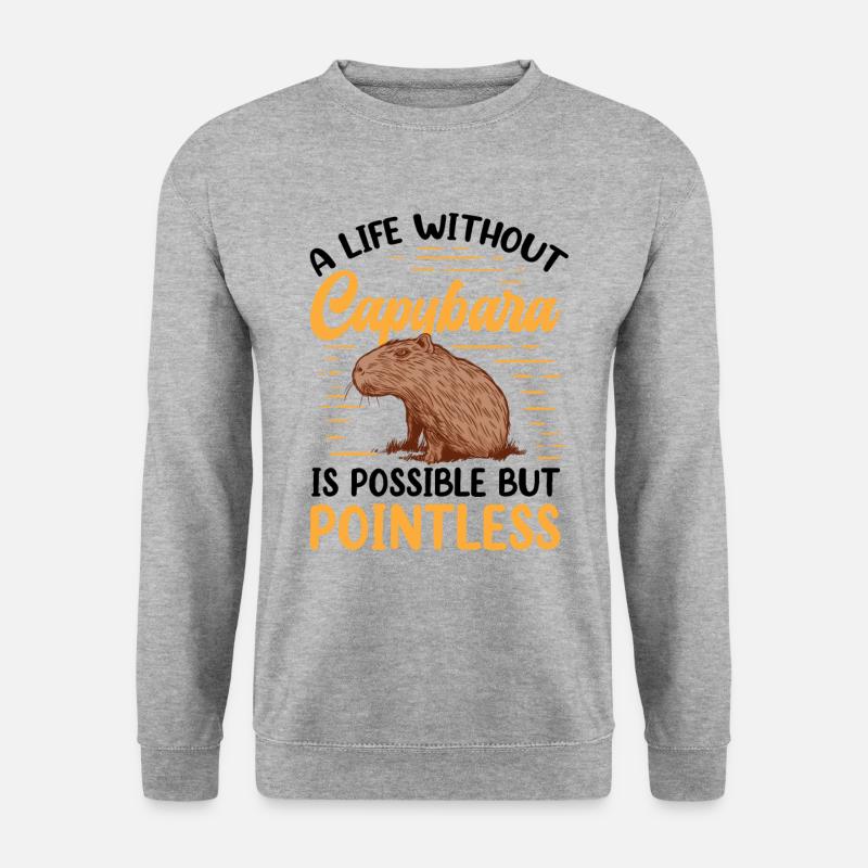 Leben ohne Capybara Wasserschwein Capybara - Unisex Pullover - Weißgrau meliert