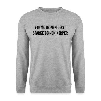 Pilates - Forme deinen Geist, stärke deinen - Unisex Pullover - Weißgrau meliert - Vorne - Alina (178cm) & Michal (187cm)