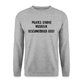 Pilates - Pilates: Starke Muskeln, geschmeidiger - Unisex Pullover - Weißgrau meliert - Vorne - Alina (178cm) & Michal (187cm)
