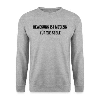 Pilates - Bewegung ist Medizin für die Seele - Unisex Pullover - Weißgrau meliert - Vorne - Alina (178cm) & Michal (187cm)
