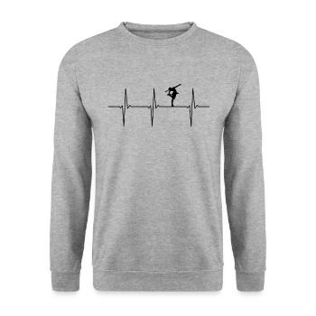 Battements de cœur ECG de patinage artistique - Sweat-shirt Unisexe - gris chiné - Devant - Alina (178cm) & Michal (187cm)