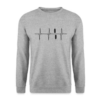Wheat ECG heartbeat cereals - Unisex Sweatshirt - salt & pepper - Front - Alina (178cm) & Michal (187cm)