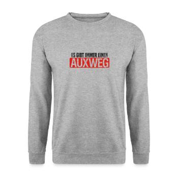 Es gibt immer einen AUXweg - Unisex Pullover - Weißgrau meliert - Vorne - Alina (178cm) & Michal (187cm)