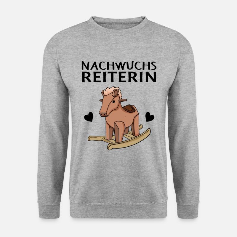 Reiterin Nachwuchs Pferd - Unisex Pullover - Weißgrau meliert