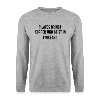 Pilates - Pilates bringt Körper und Geist in - Unisex Pullover - Weißgrau meliert - Vorne - Alina (178cm) & Michal (187cm)