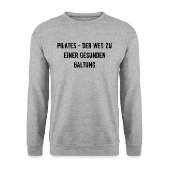 Pilates - Pilates - der Weg zu einer gesunden - Unisex Pullover - Weißgrau meliert - Vorne - Alina (178cm) & Michal (187cm)
