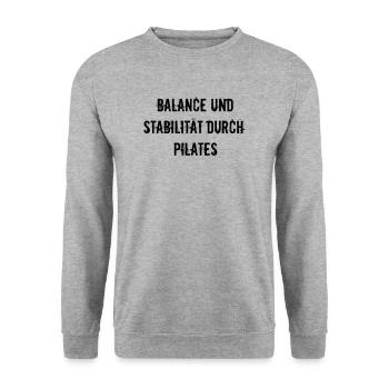 Pilates - Balance und Stabilität durch Pilates - Unisex Pullover - Weißgrau meliert - Vorne - Alina (178cm) & Michal (187cm)