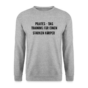 Pilates - Pilates - das Training für einen - Unisex Pullover - Weißgrau meliert - Vorne - Alina (178cm) & Michal (187cm)