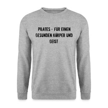Pilates - Pilates - für einen gesunden Körper und - Unisex Pullover - Weißgrau meliert - Vorne - Alina (178cm) & Michal (187cm)