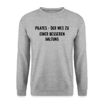 Pilates - Pilates - der Weg zu einer besseren - Unisex Pullover - Weißgrau meliert - Vorne - Alina (178cm) & Michal (187cm)